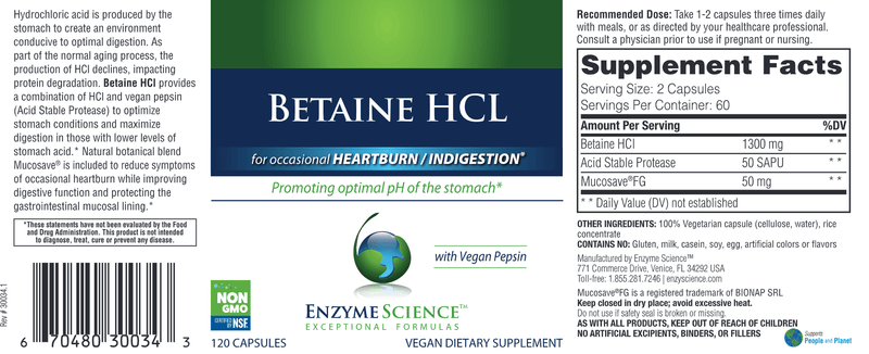 Betaine HCl - Enzyme Science Label