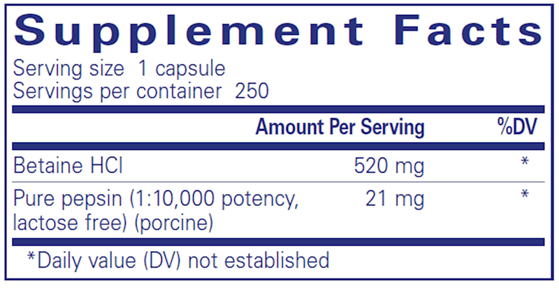 Betaine HCl Pepsin - (Pure Encapsulations)