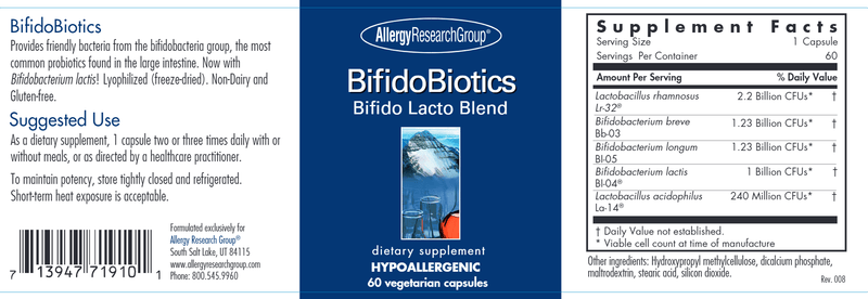 BifidoBiotics (Allergy Research Group) label