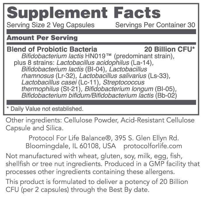 Bifido Digest (Protocol for Life Balance) Supplement Facts