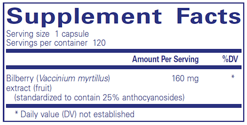 Bilberry 160 Mg Pure Encapsulations Supplement Facts