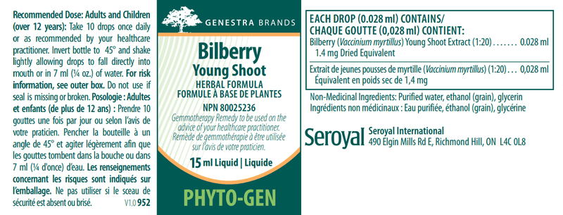 bilberry young shoot genestra label