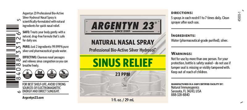bio-active silver hydrosol spray sinus relief argentyn 23 label