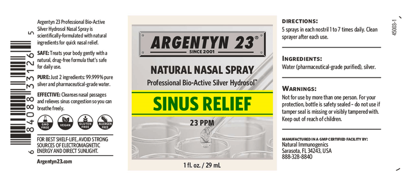 Bio-Active Silver Hydrosol Spray 1 oz (Argentyn 23) Label
