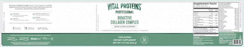 Bioactive Collagen Complex: Bone & Joint Support (Vital Proteins) Label