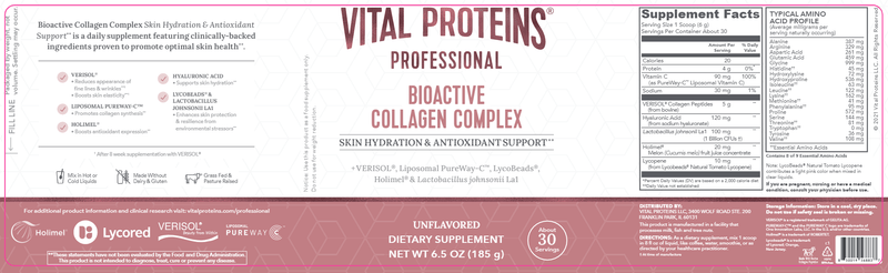Bioactive Collagen: Skin & Antiox (Vital Proteins) Label