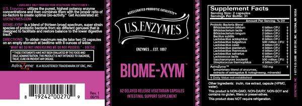 BiomeXym Master Supplements (US Enzymes) Label