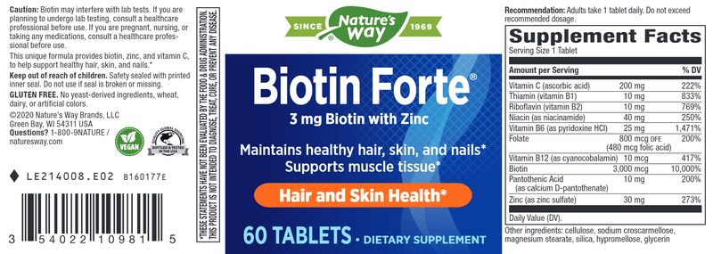 buy biotin forte 3 mg with zinc (nature's way)