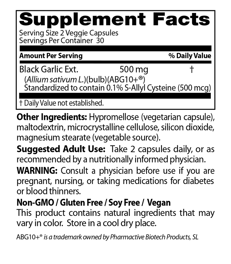 Black Garlic Extract (Doctors Best) Supplement Facts