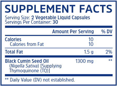 Black Seed Oil 1300 mg (ZHOU Nutrition) Supplement Facts