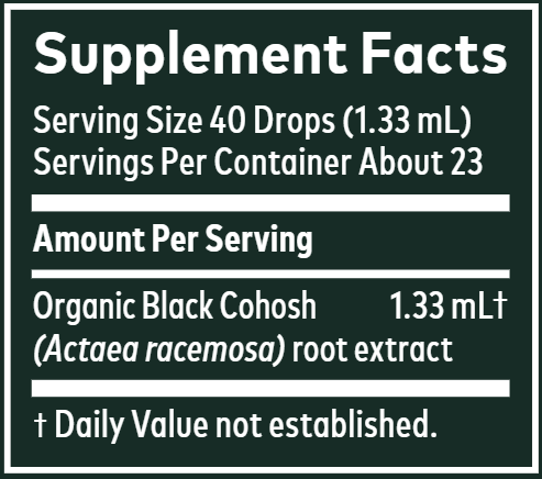Black Cohosh Root 1oz (Gaia Herbs) Supplement Facts