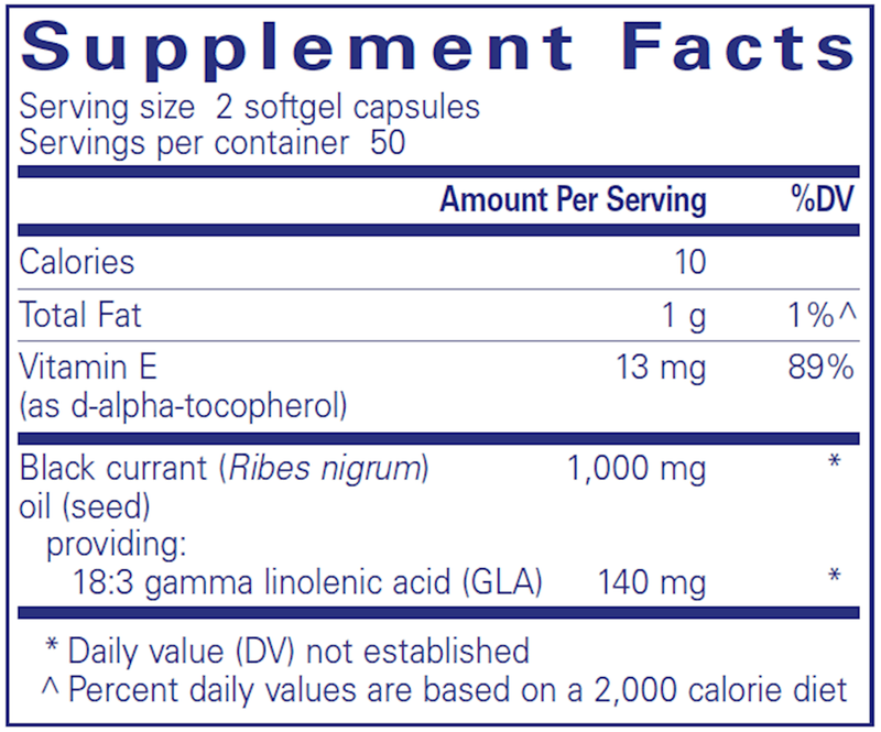 Black Currant Seed Oil 100 Caps Pure Encapsulations Supplement Facts