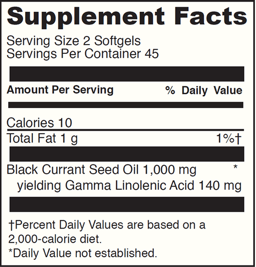 Black Currant Seed Oil DaVinci Labs Supplement Facts