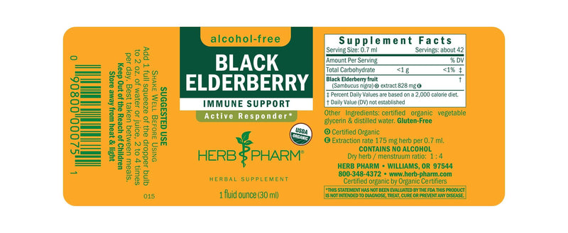 Black Elderberry Alcohol-Free (Herb Pharm) label