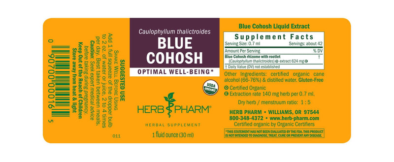 Blue Cohosh (Herb Pharm) Label
