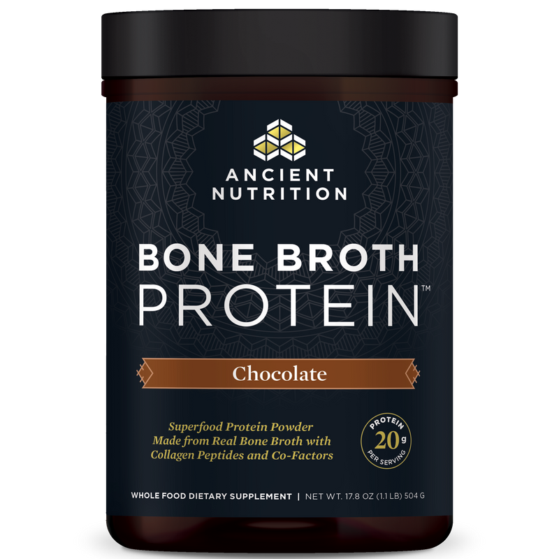 Bone Broth Protein Chocolate (Ancient Nutrition) 20ct Front