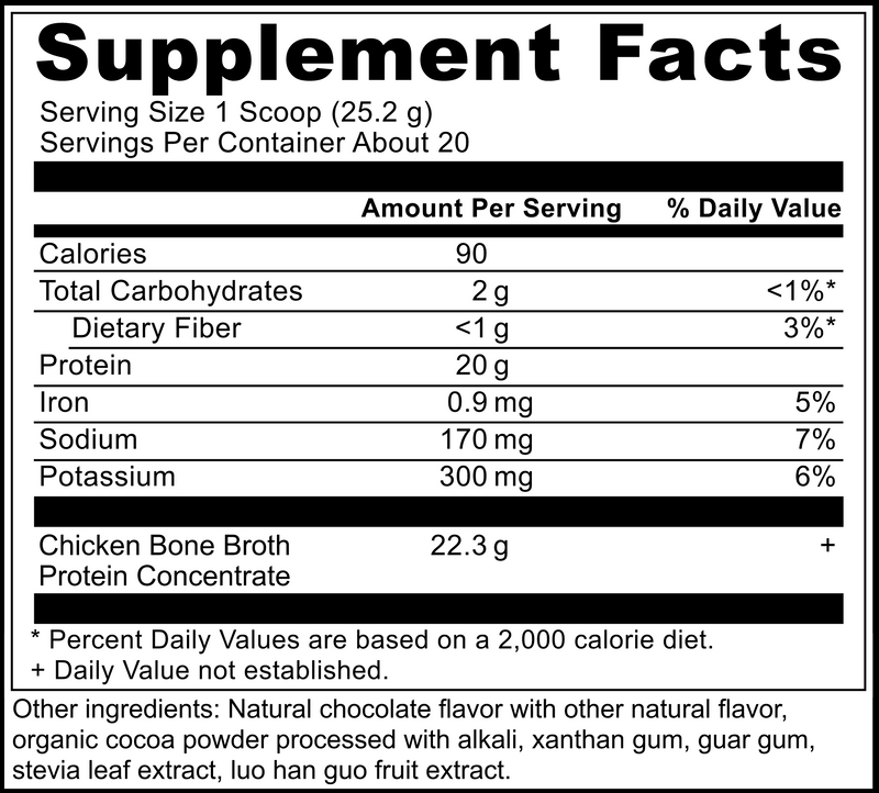 Bone Broth Protein Chocolate (Ancient Nutrition) 20ct Supplement Facts