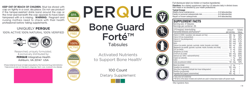 Bone Guard Forté (Reformulated) (Perque) 100ct Front Label