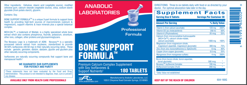 Bone Support Formula (Anabolic Laboratories) Label