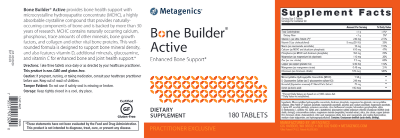 Bone Builder Active (Metagenics) Label
