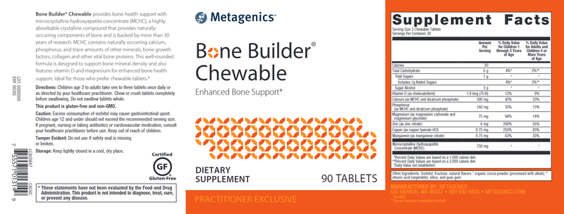 Bone Builder Chewable (Metagenics) Label