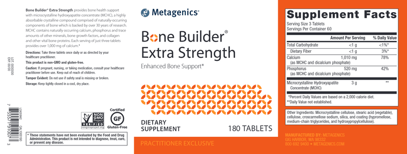 Bone Builder Extra Strength (Metagenics) 180ct Label