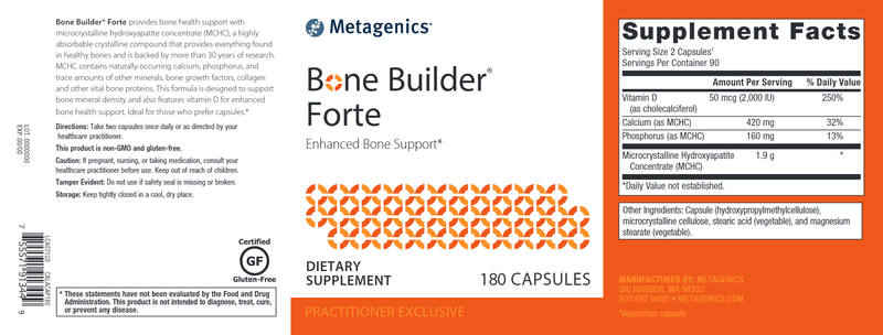Bone Builder Forte (Metagenics) 180ct Label