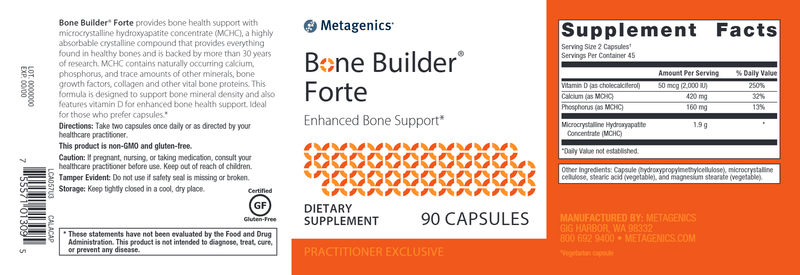 Bone Builder Forte (Metagenics) 90ct Label