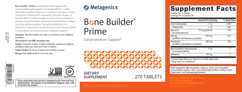 Bone Builder Prime (Metagenics) Label