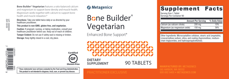 Bone Builder Vegetarian (Metagenics) Label