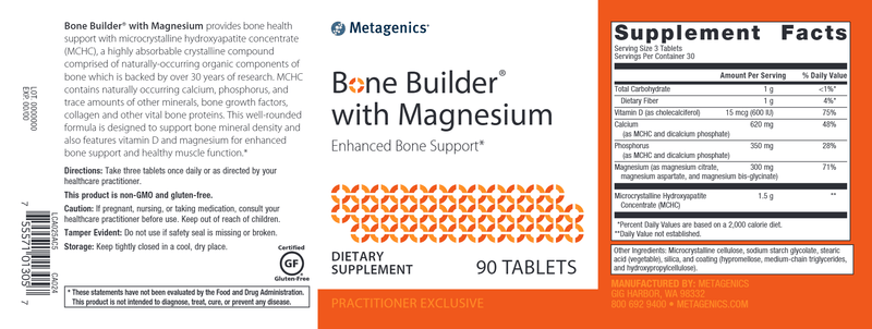 Bone Builder with Magnesium (Metagenics) 90ct Label