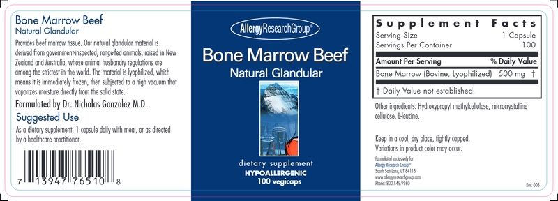 Bone Marrow Beef (Allergy Research Group) label