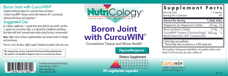 Boron Joint with CurcuWin (Nutricology) Label