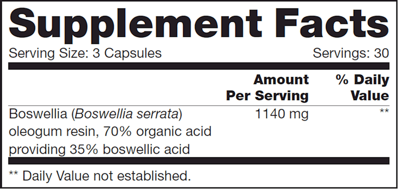 Boswellia SAP (NFH Nutritional Fundamentals) Supplement Facts