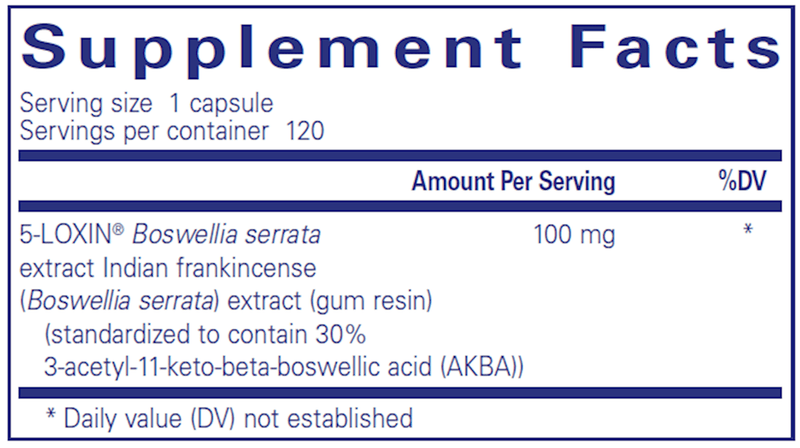 Boswellia AKBA 120 Caps Pure Encapsulations Supplement Facts