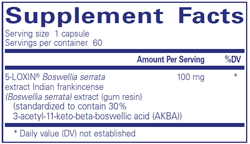 Boswellia AKBA 60 Caps Pure Encapsulations Supplement Facts