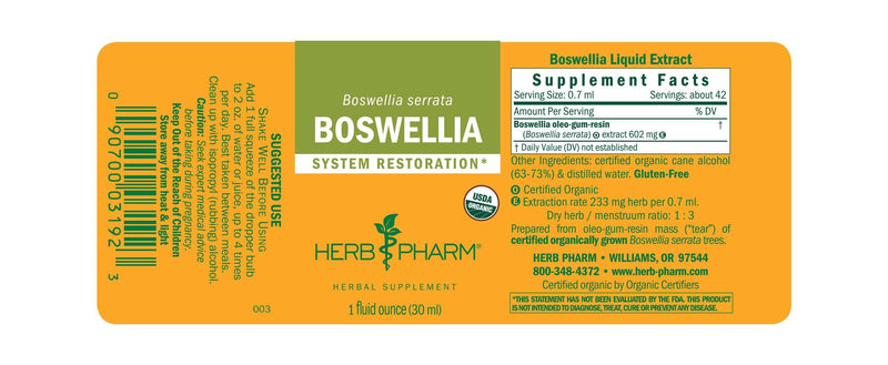 Boswellia label | Herb Pharm