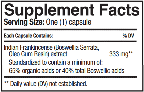 Boswellia Serrata Extract Progena Supplement Facts