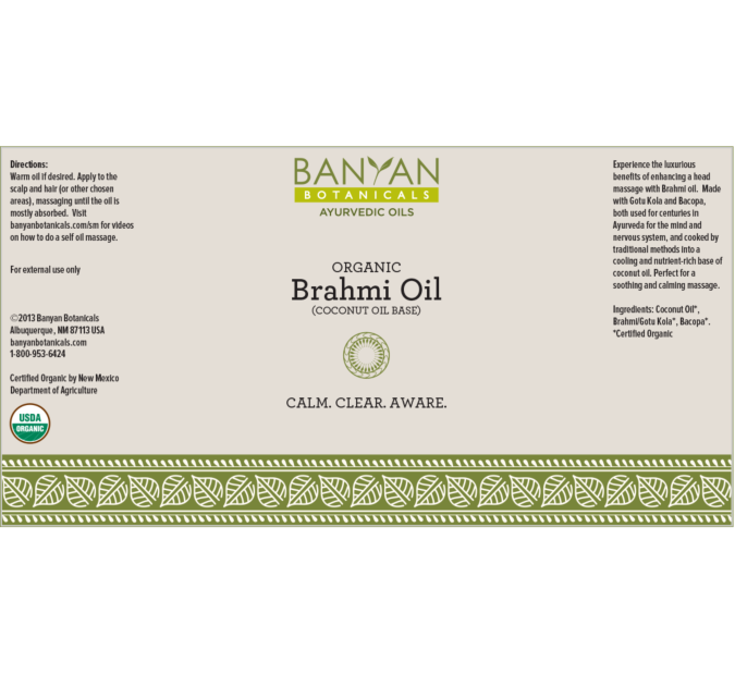 Brahmi Oil Coconut Organic 30oz (Banyan Botanicals) Label