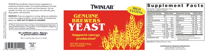 Brewers Yeast Twinlab Label