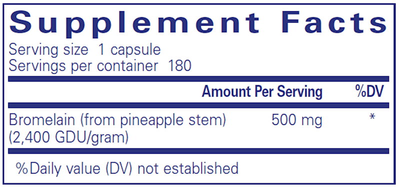 Bromelain 2400 500 mg 180 Caps Pure Encapsulations Supplement Facts