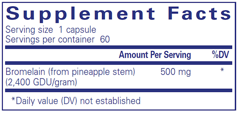 Bromelain 2400 500 mg 60 Caps Pure Encapsulations Supplement Facts