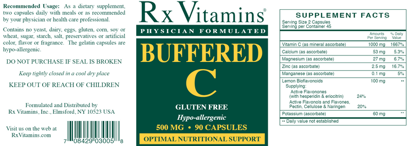 Buffered C (Rx Vitamins) Label