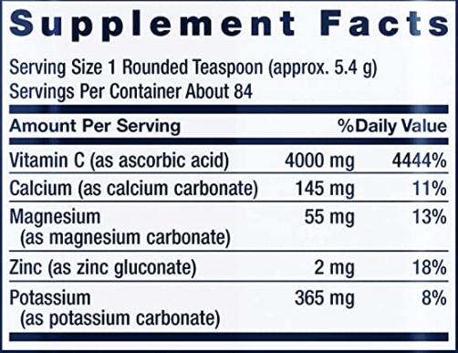 Buffered Vitamin C Powder (Life Extension) Supplement Facts