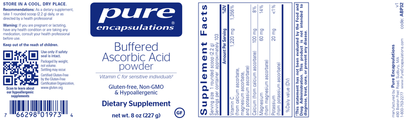 Buffered Ascorbic Acid Powder 227 g (Pure Encapsulations) Label