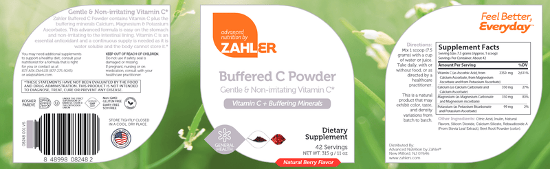 Buffered C Powder (Advanced Nutrition by Zahler) Label