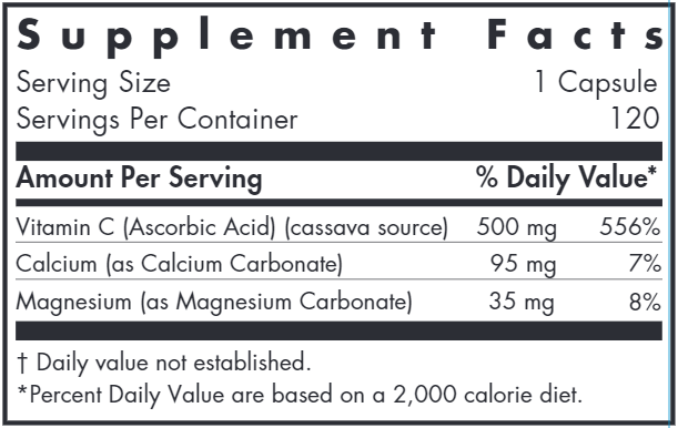 Buffered Cassava Vitamin C (Nutricology) Supplement Facts