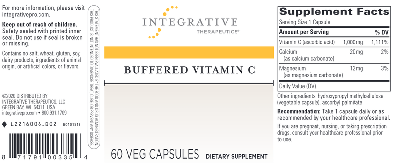 Buffered Vitamin C (Integrative Therapeutics) Label