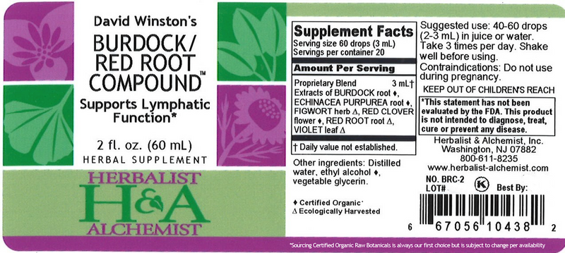 Burdock/Red Root Compound (Herbalist Alchemist) 2oz Label