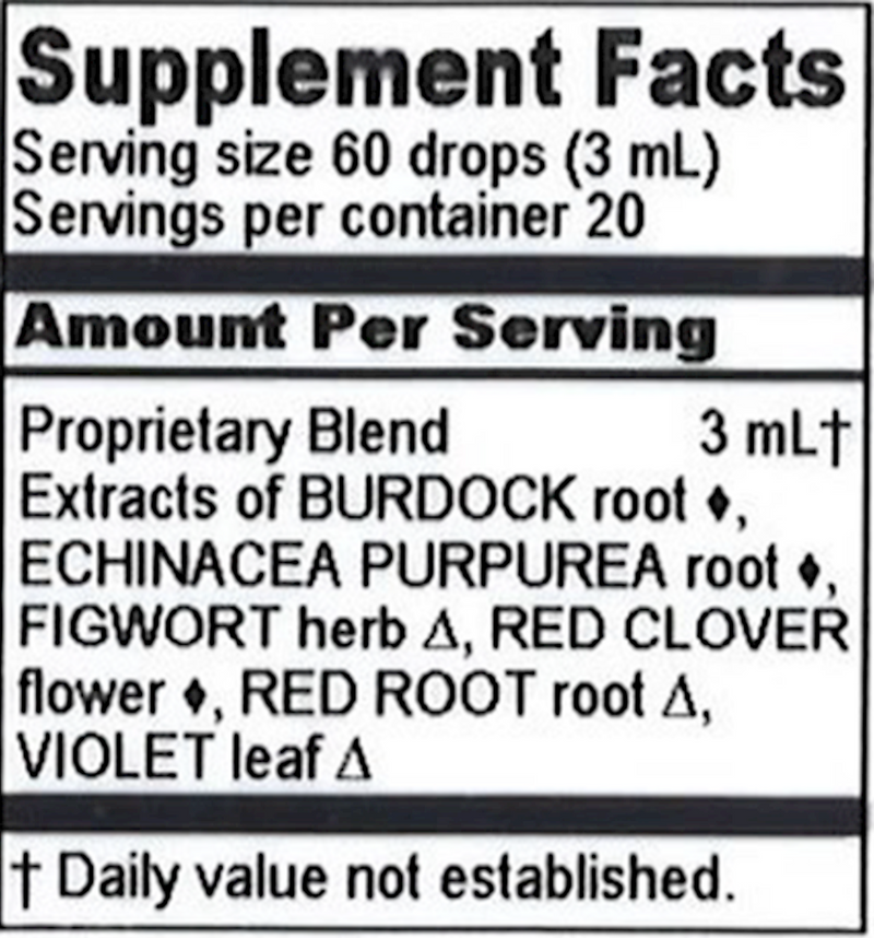 Burdock/Red Root Compound (Herbalist Alchemist) 2oz Supplement Facts